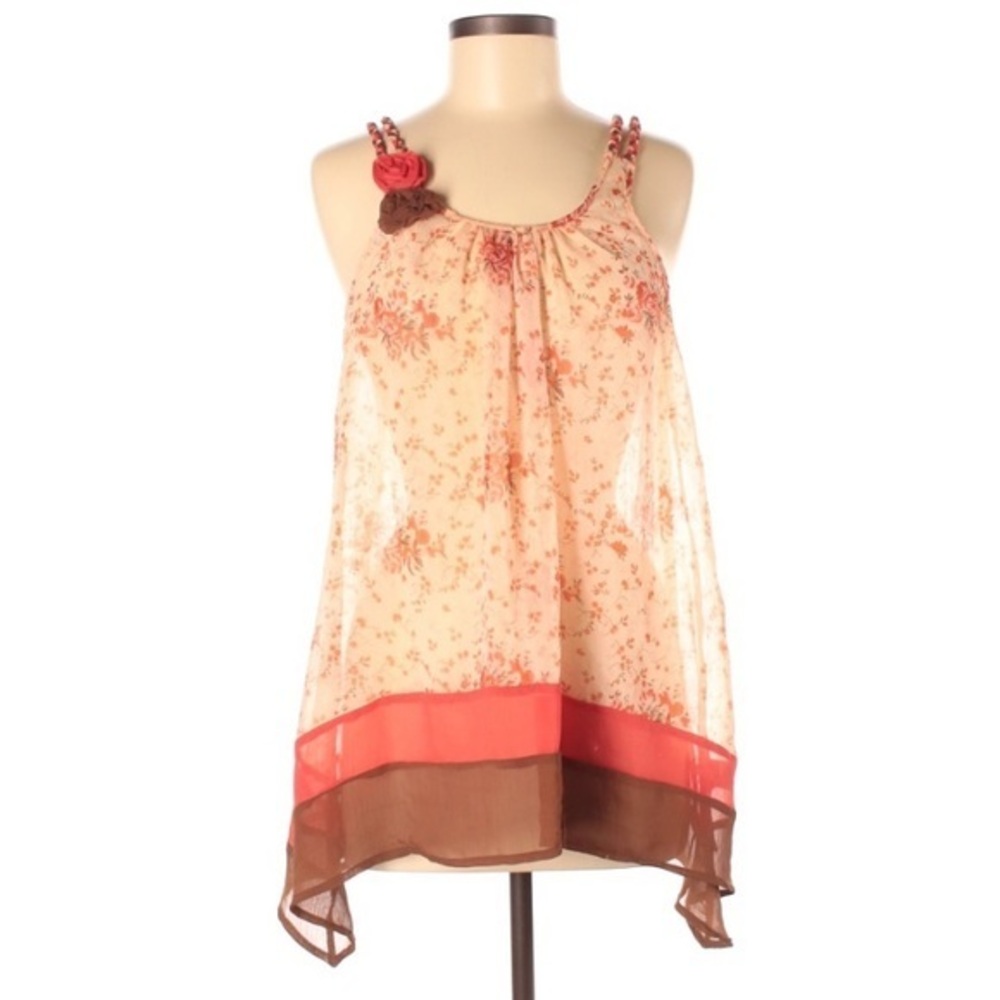 Blu Pepper size M orange BOHO sheer sleeveless top